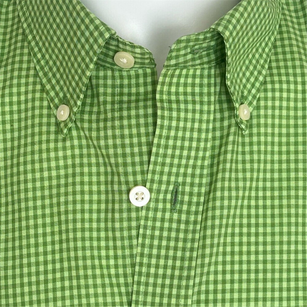 Saddlebred Shirt Mens Size L Green Gingham Check Short Sleeve Button-Up - Picture 5 of 7